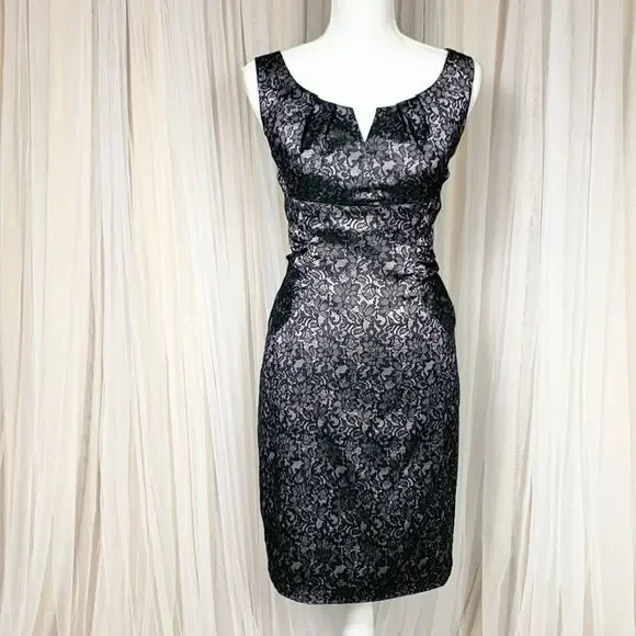 Adrianna Papell | Dresses | Adrianna Papell Black And Pink Lace Dress |  Poshmark